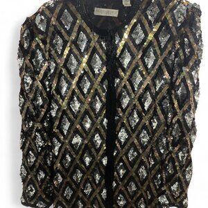Valerie Stevens II Evening Silk Beaded Sequin Jacket 16W